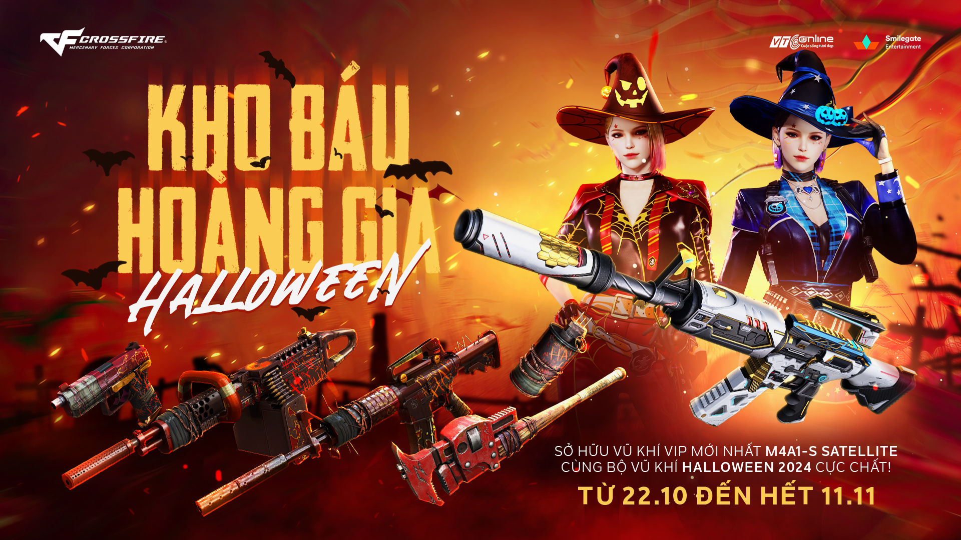 MỞ KHO BÁU HOÀNG GIA SAPPHIRE HALLOWEEN, RINH NGAY VŨ KHÍ VIP MỚI "M4A1-S SATELLITE".